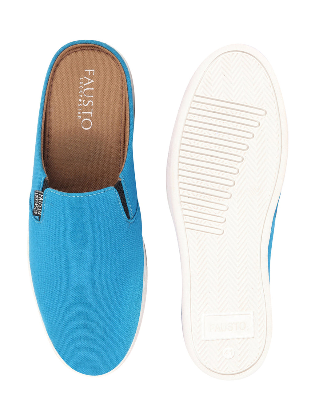 Shop Men Light Blue Casual Back Open Canvas Stylish Slip On Shoes Online.