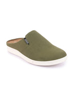 Shop Men Olive Green Casual Back Open Canvas Stylish Slip On Shoes Online.