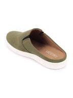 Shop Men Olive Green Casual Back Open Canvas Stylish Slip On Shoes Online.
