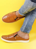 Shop Men Beige Casual Back Open Classic Slip On Shoes Online.