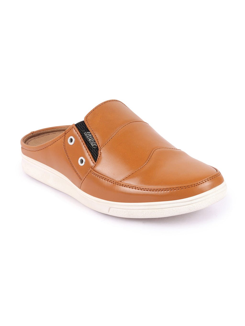 Shop Men Beige Casual Back Open Classic Slip On Shoes Online.