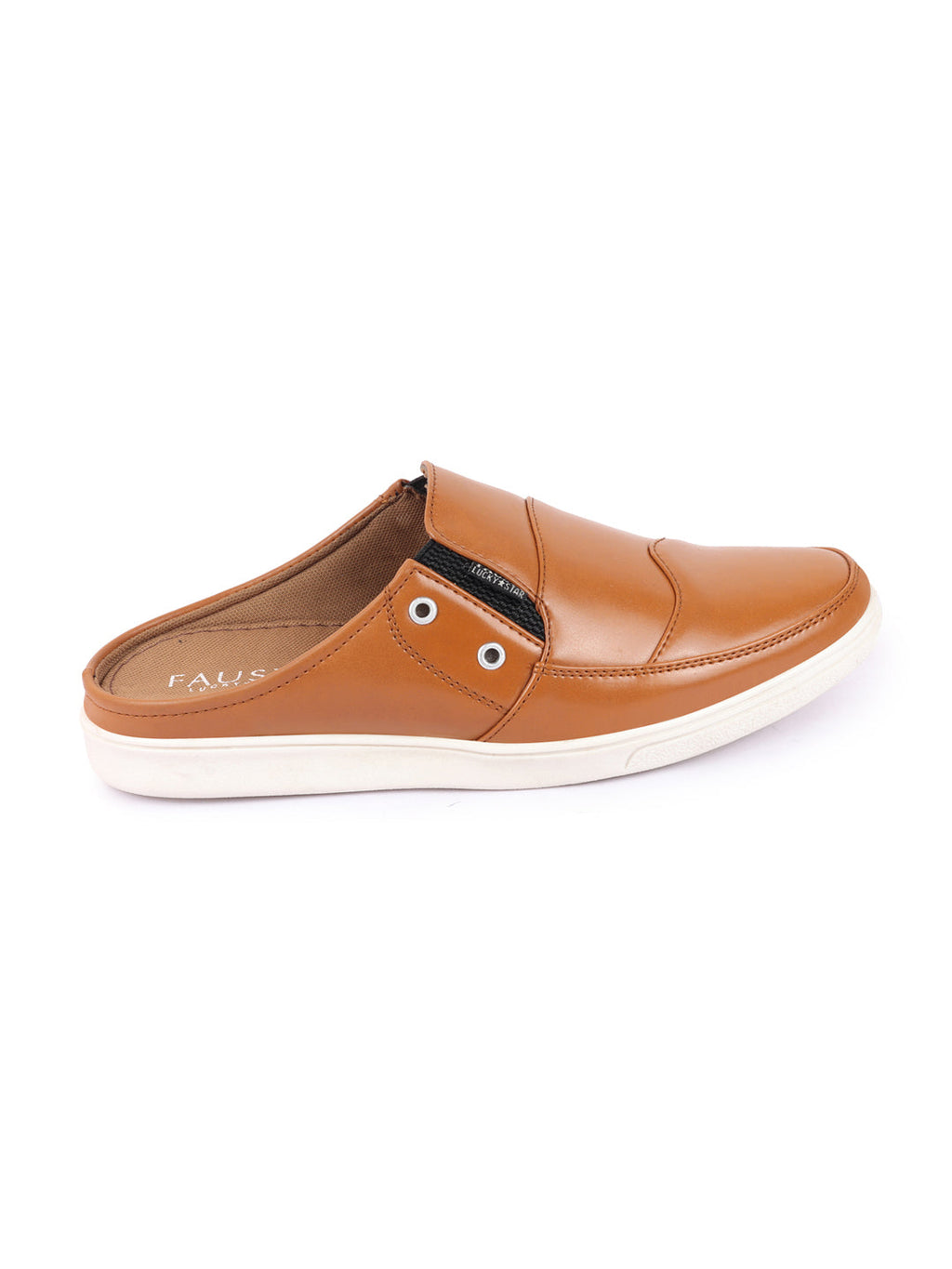 Shop Men Beige Casual Back Open Classic Slip On Shoes Online.