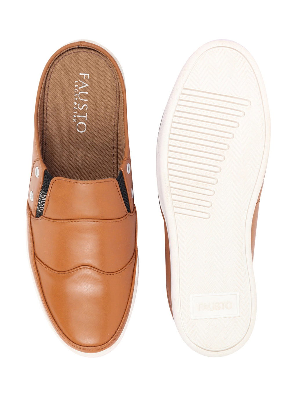 Shop Men Beige Casual Back Open Classic Slip On Shoes Online.