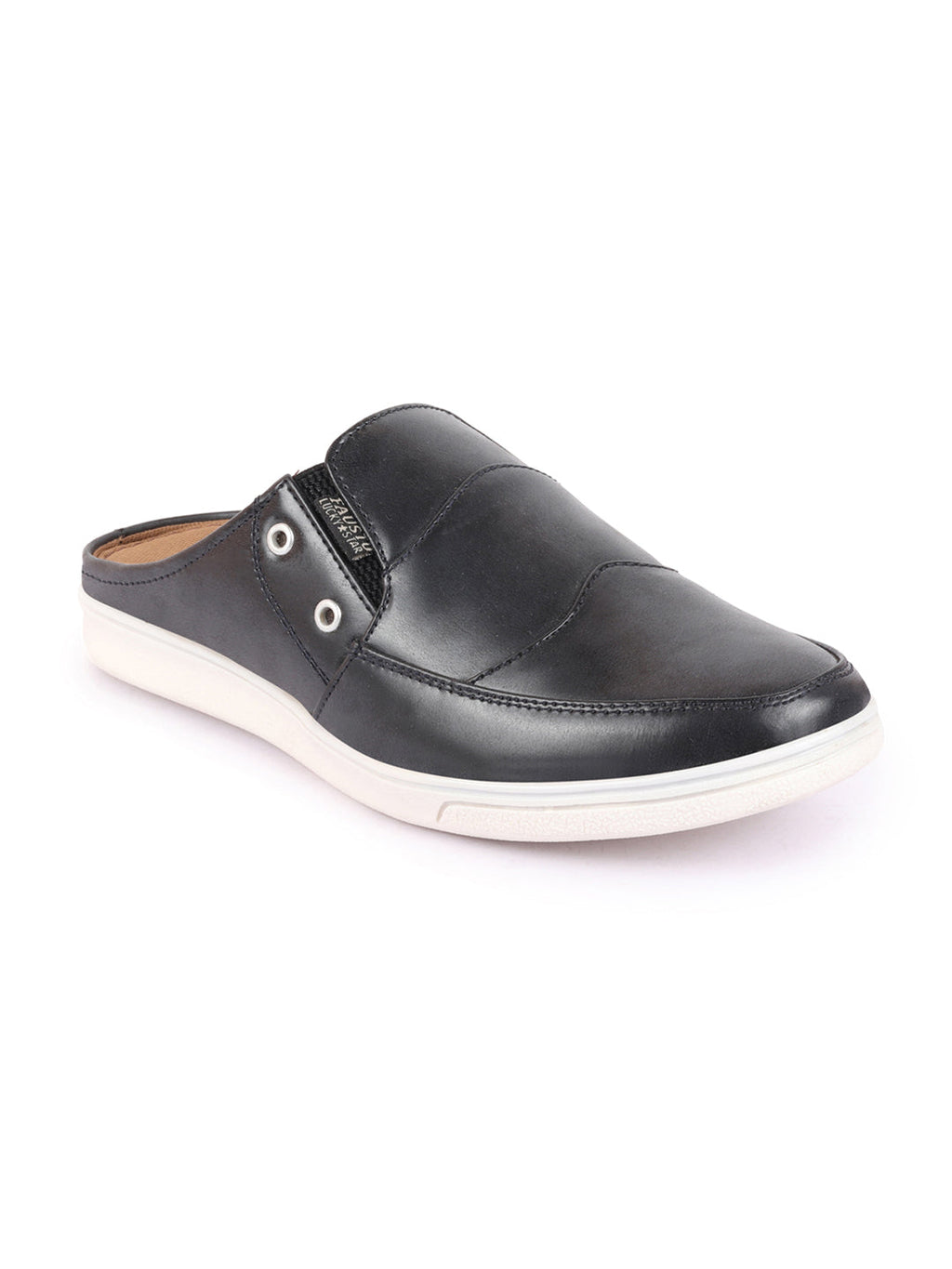 Shop Men Blue Casual Back Open Classic Slip On Shoes Online.