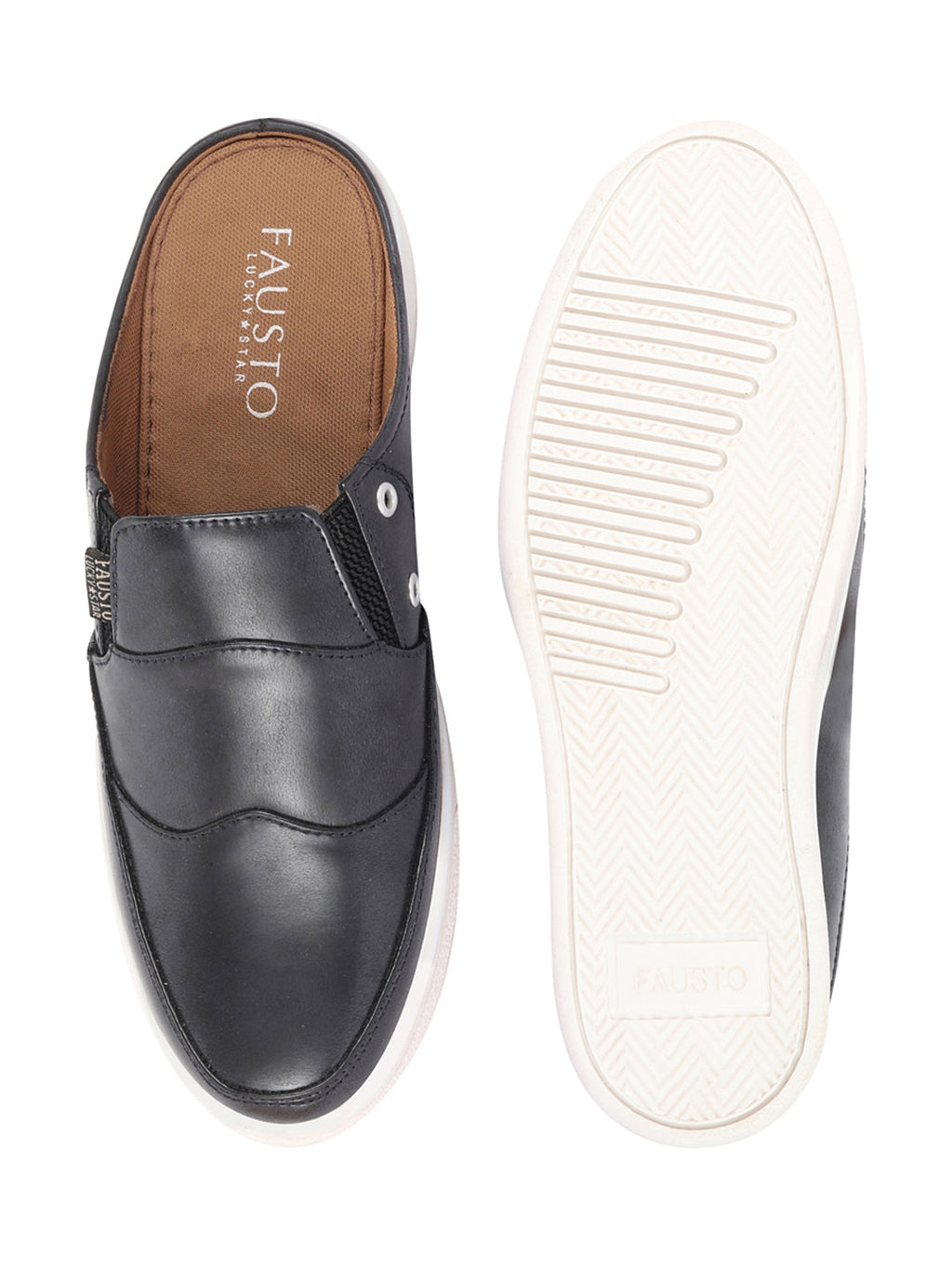 Shop Men Blue Casual Back Open Classic Slip On Shoes Online.