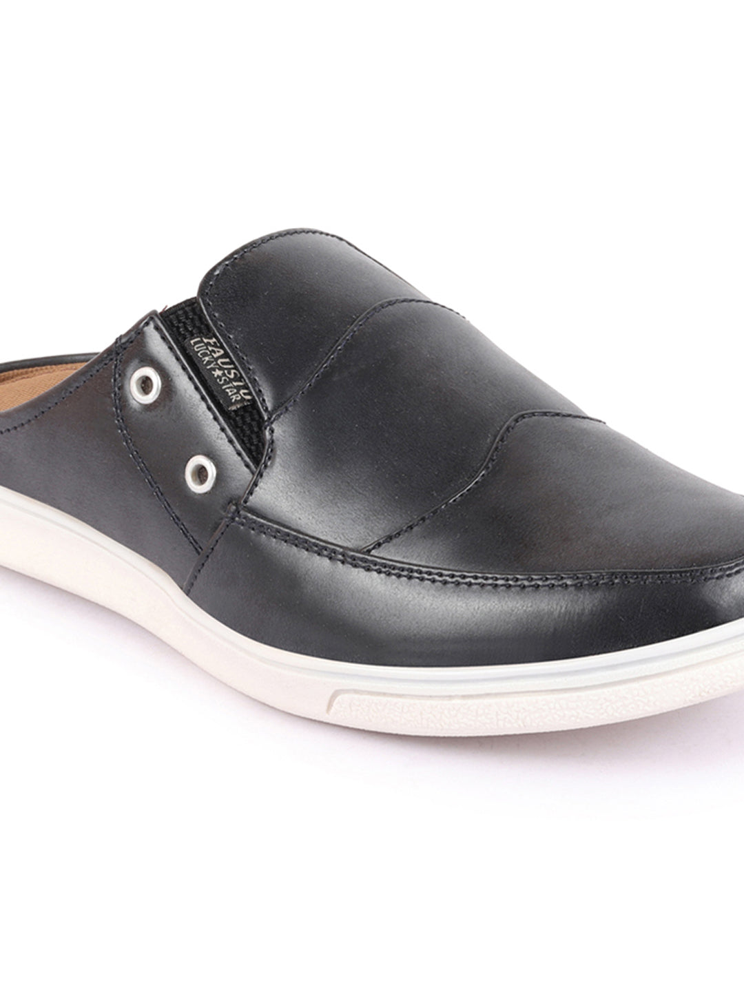 Shop Men Blue Casual Back Open Classic Slip On Shoes Online.