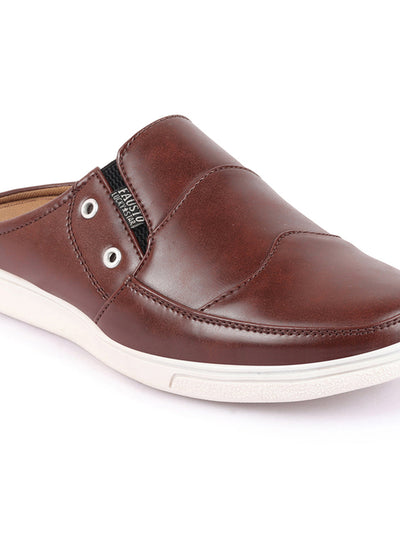 Shop Men Brown Casual Back Open Classic Slip On Shoes Online