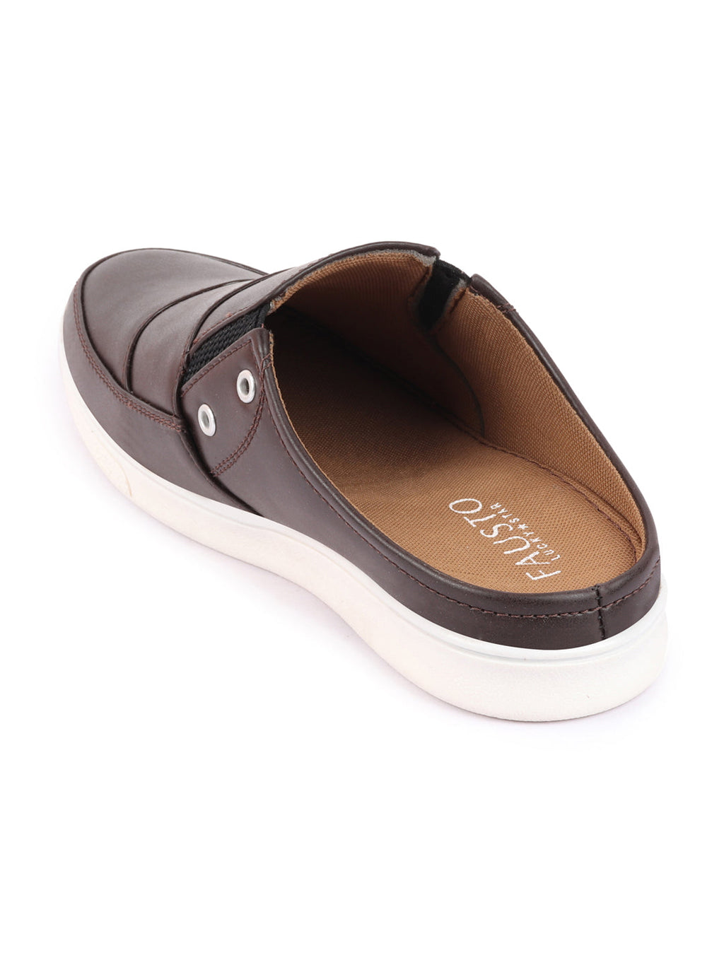 Shop Men Coffee Casual Back Open Classic Slip On Shoes Online.