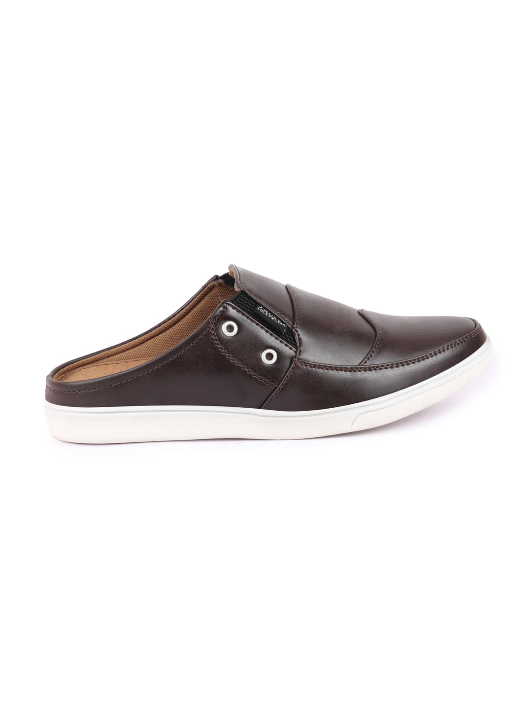 Shop Men Coffee Casual Back Open Classic Slip On Shoes Online.