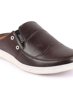 Shop Men Coffee Casual Back Open Classic Slip On Shoes Online.
