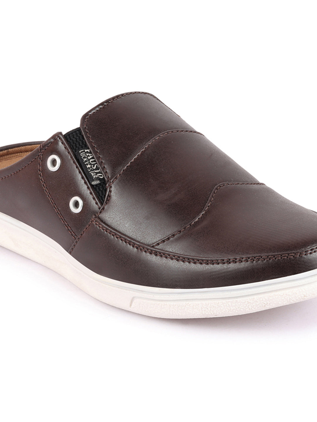Shop Men Coffee Casual Back Open Classic Slip On Shoes Online.