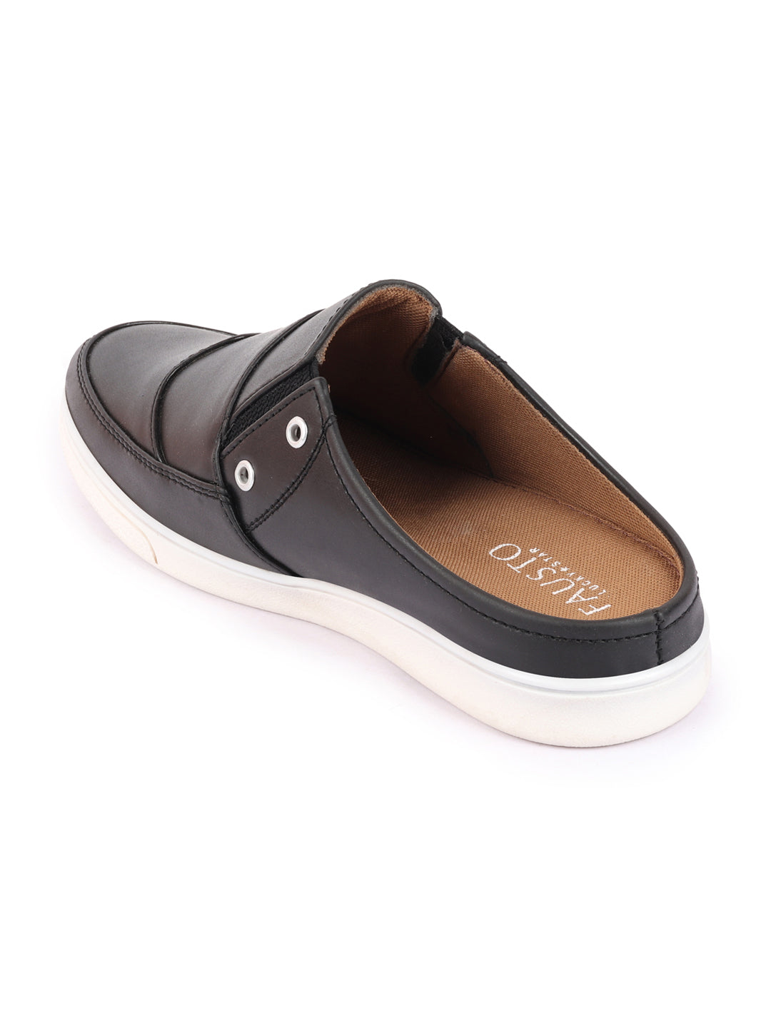 Shop Men Grey Casual Back Open Classic Slip On Shoes Online.