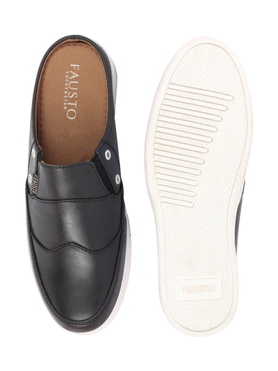 Shop Men Grey Casual Back Open Classic Slip On Shoes Online.