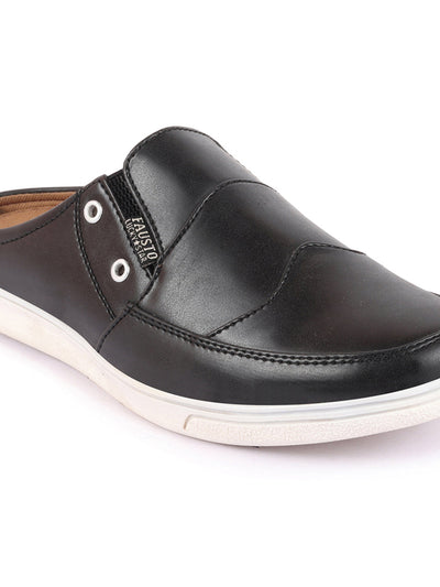 Shop Men Grey Casual Back Open Classic Slip On Shoes Online.
