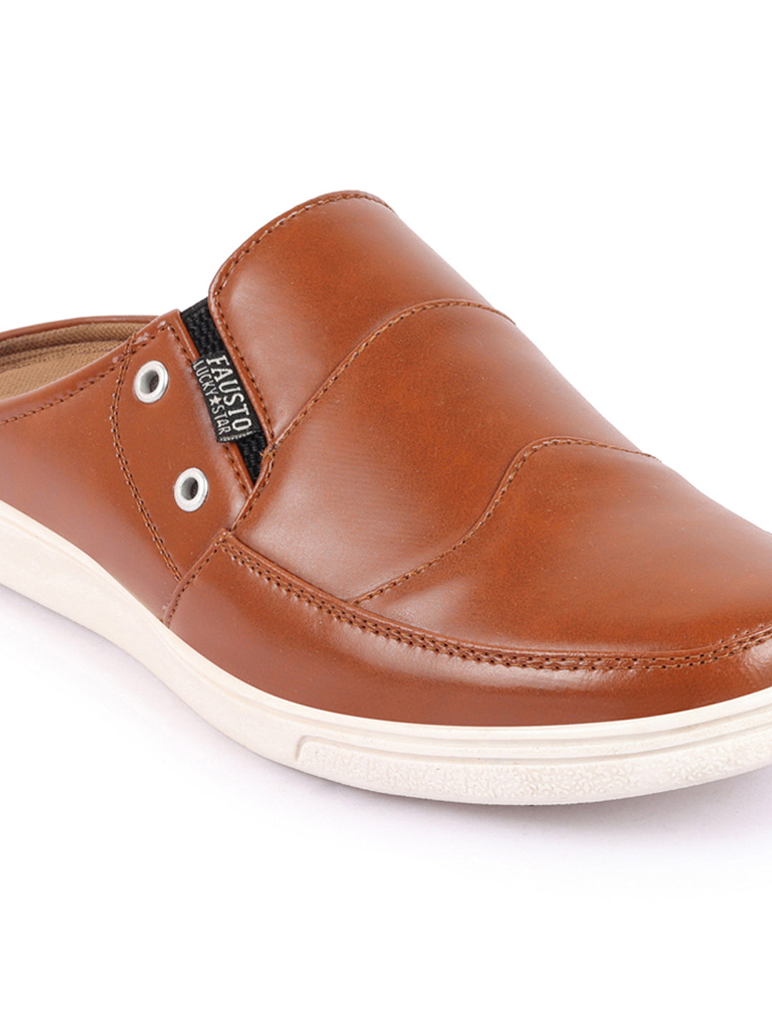 Shop Men Tan Casual Back Open Classic Slip On Shoes Online.