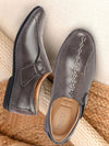 Shop Men Grey Casual Cap Toe Hand Stitched Sandal Style Slip On Shoes Online.