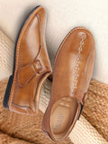 Men Tan Casual Cap Toe Hand Stitched Sandal Style Slip On Shoes