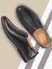 Men Black Casual Cap Toe Hand Stitched Slip On Shoes