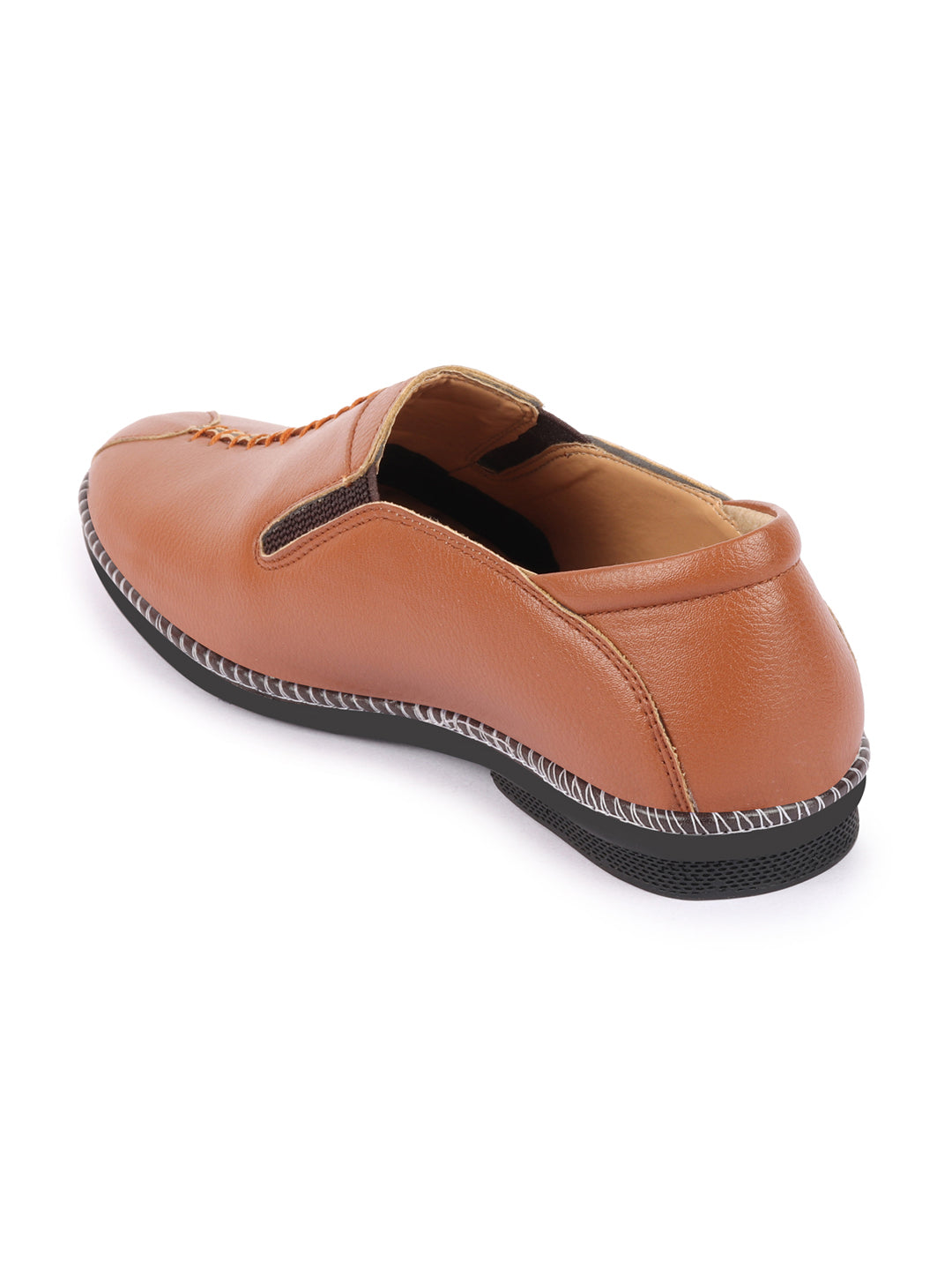 Shop Men Tan Casual Cap Toe Hand Stitched Slip On Shoes Online.