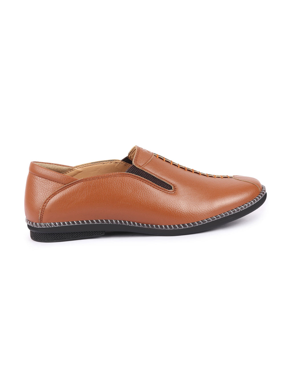 Shop Men Tan Casual Cap Toe Hand Stitched Slip On Shoes Online.