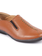 Shop Men Tan Casual Cap Toe Hand Stitched Slip On Shoes Online.