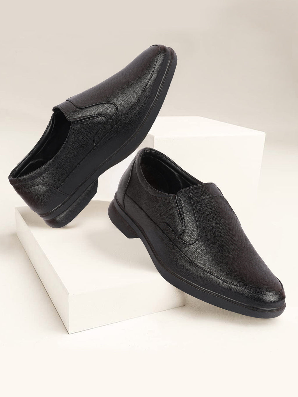 Shop Men Black Formal Office Meetings All Day Long Outdoor Slip On Shoes Online.
