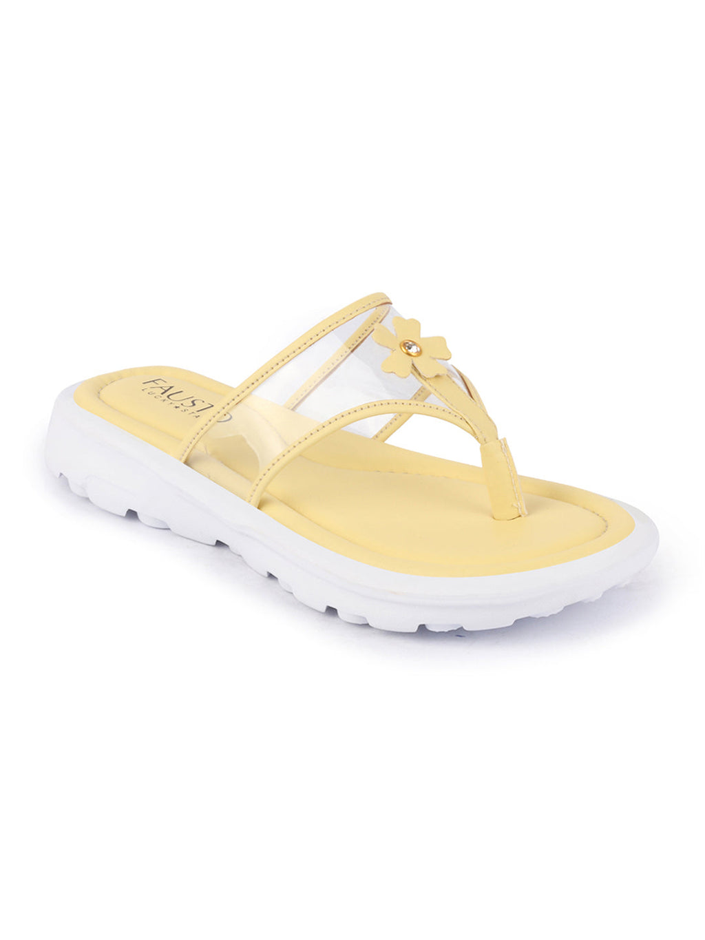 Shop Women Yellow Casual Party Beach Fashion Stylish Floral Design Thong Flats Wedges Slipper Online.