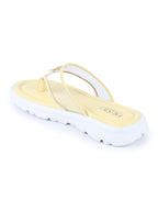 Shop Women Yellow Casual Party Beach Fashion Stylish Floral Design Thong Flats Wedges Slipper Online.
