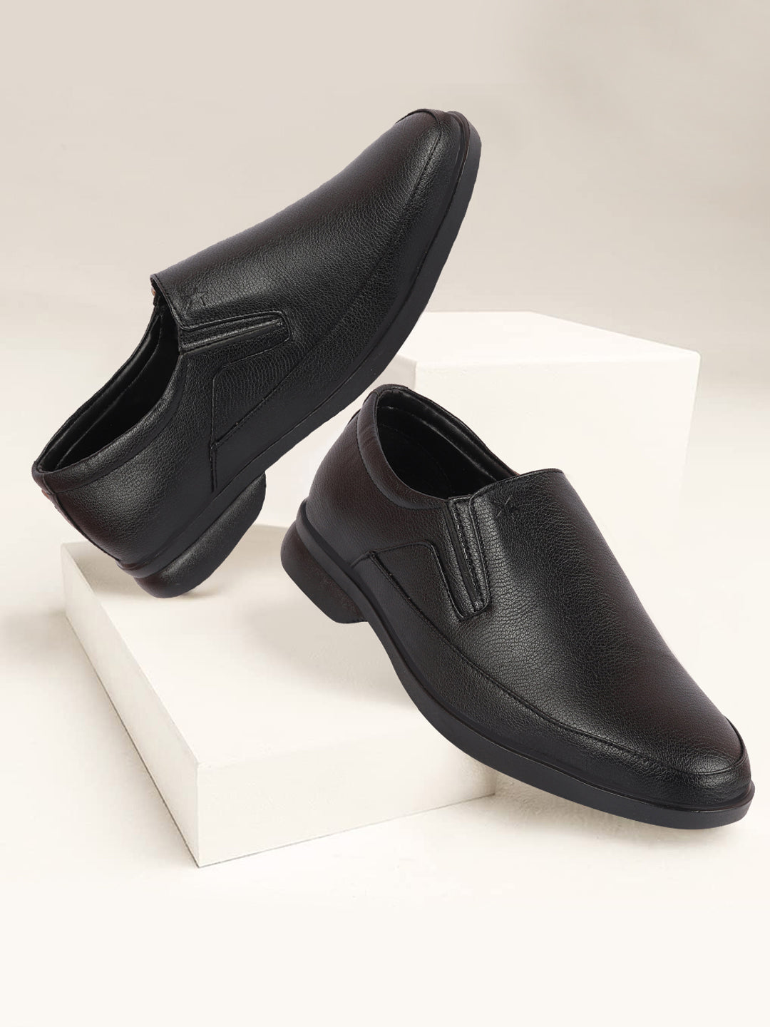 Shop Men Black Formal Outdoor Office Slip On Shoes Online.