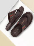 Men Brown Colored Strip Design Indoor Outdoor Thong Slipper Sandals