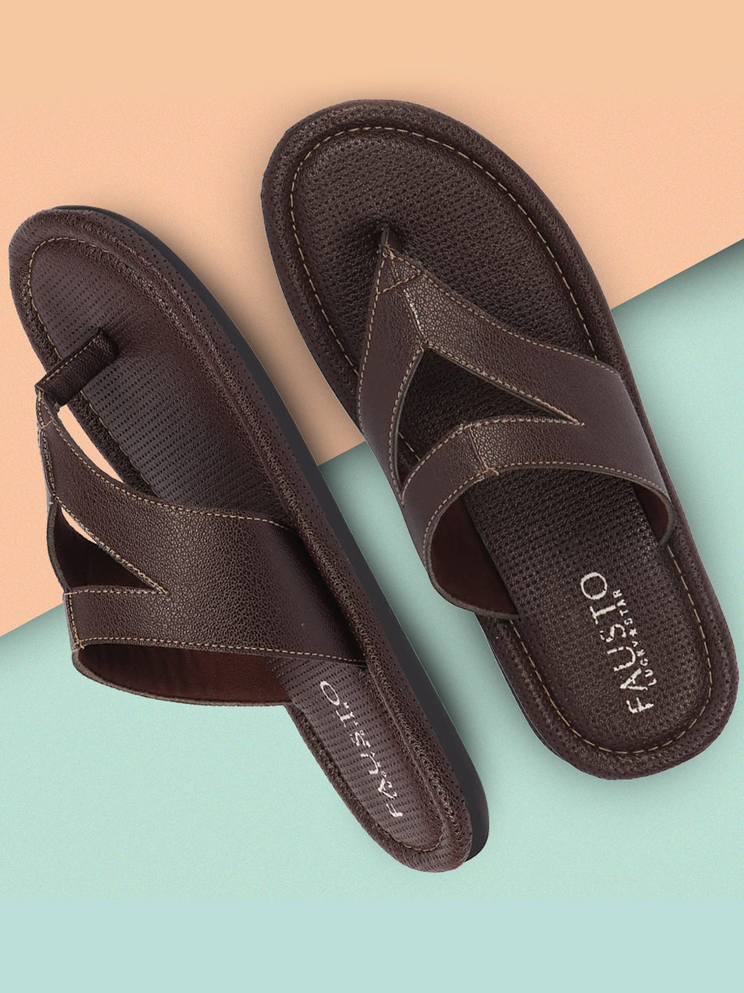 Shop Men Brown Textured Design Outdoor Thong Slipper Sandals Online