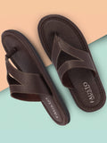 Men Brown Textured Design Outdoor Thong Slipper Sandals