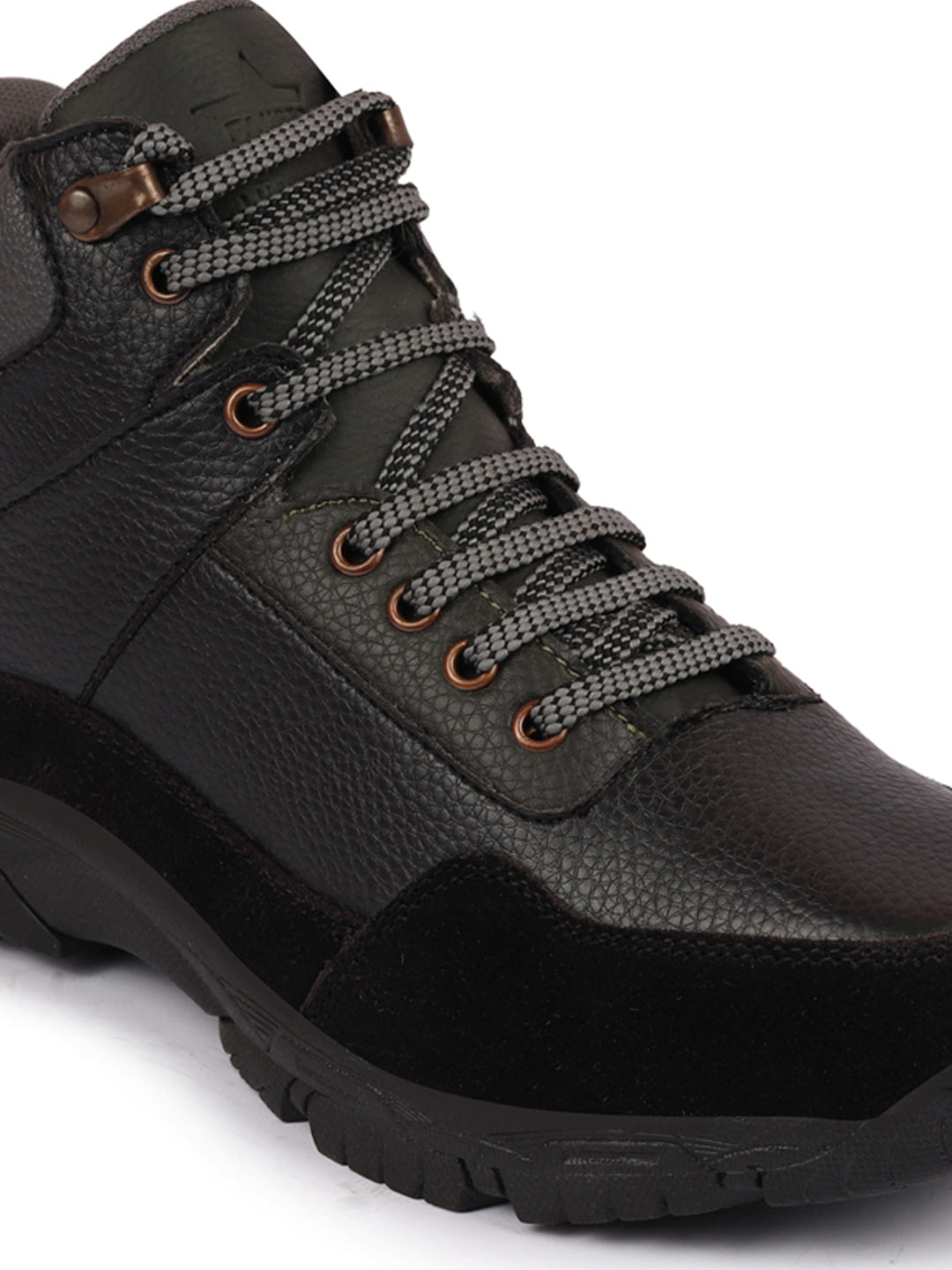 Men's Red & Black Lace Up High Top Suede Boots
