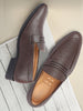 Men Brown Textured Print All Day Comfort Formal Party Penny Loafer Slip-On Shoes