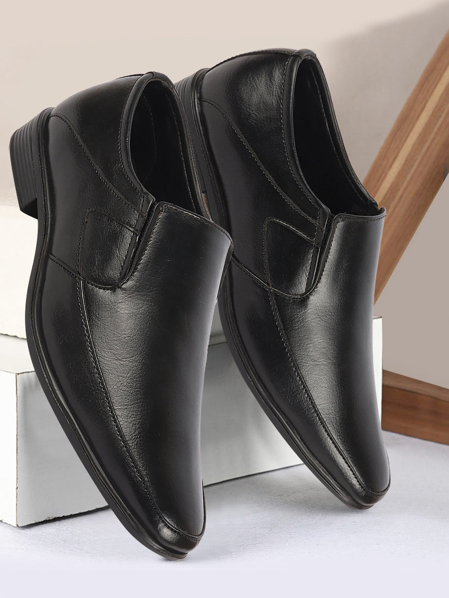 Shop Leather Black Formal Slip on Shoes For Men For Office