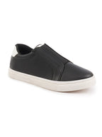 Shop Women Black Elastic Closure Stitched Comfort Slip On Sneaker Shoes Online.