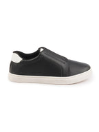 Shop Women Black Elastic Closure Stitched Comfort Slip On Sneaker Shoes Online.