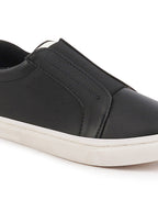 Shop Women Black Elastic Closure Stitched Comfort Slip On Sneaker Shoes Online.