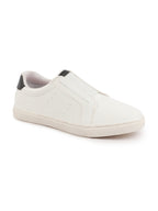 Shop Women White Elastic Closure Stitched Comfort Slip On Sneaker Shoes Online.
