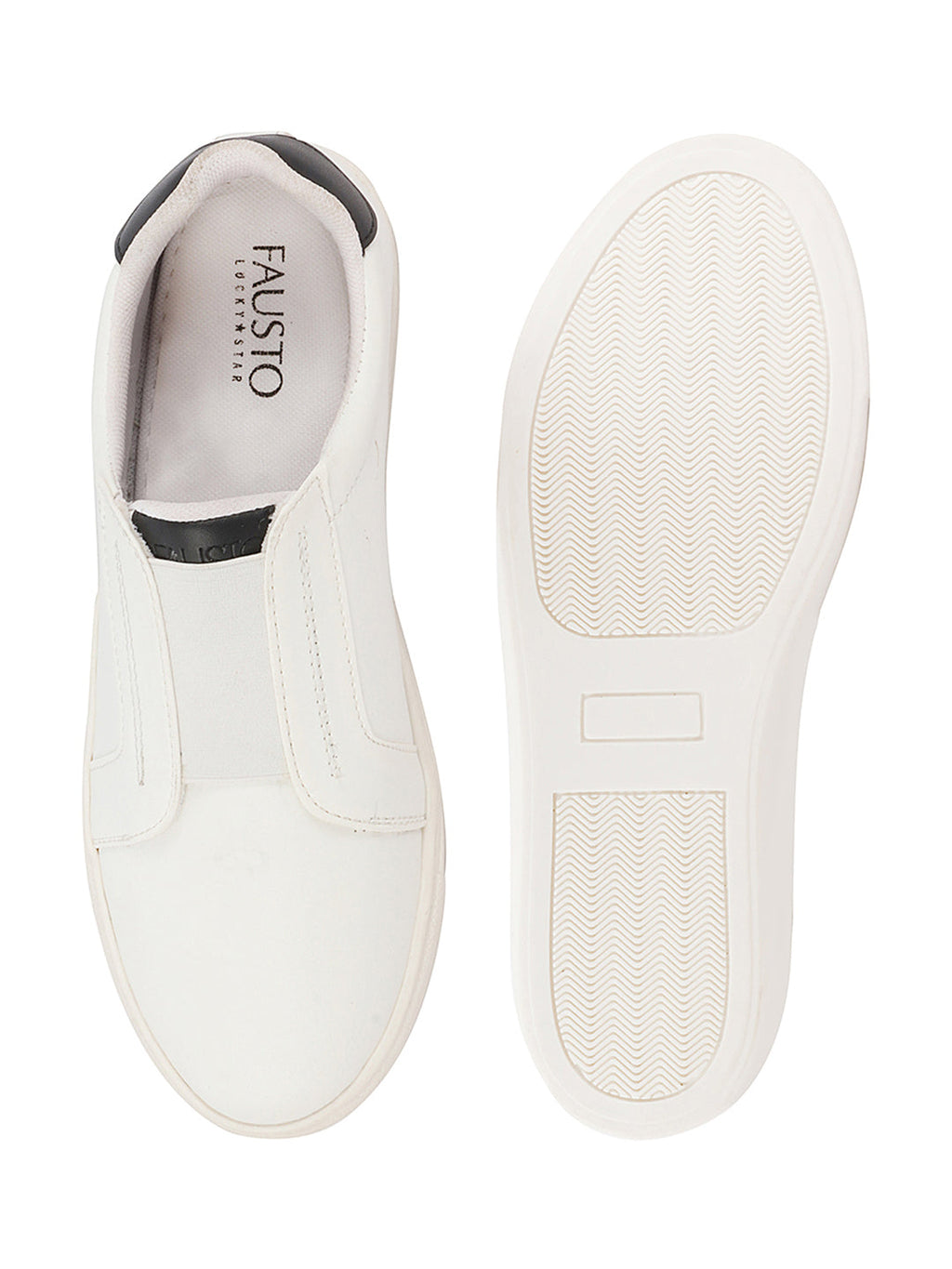 Shop Women White Elastic Closure Stitched Comfort Slip On Sneaker Shoes Online.