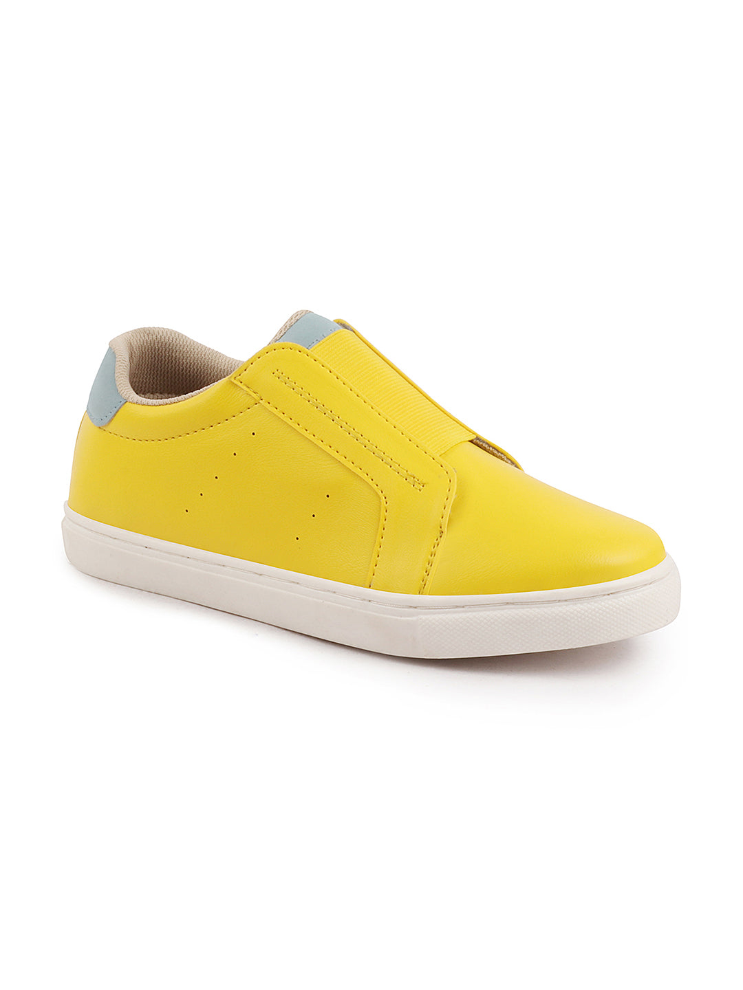 Shop Women Yellow Elastic Closure Stitched Comfort Slip On Sneaker Shoes Online.