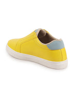 Shop Women Yellow Elastic Closure Stitched Comfort Slip On Sneaker Shoes Online.