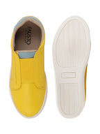 Shop Women Yellow Elastic Closure Stitched Comfort Slip On Sneaker Shoes Online.