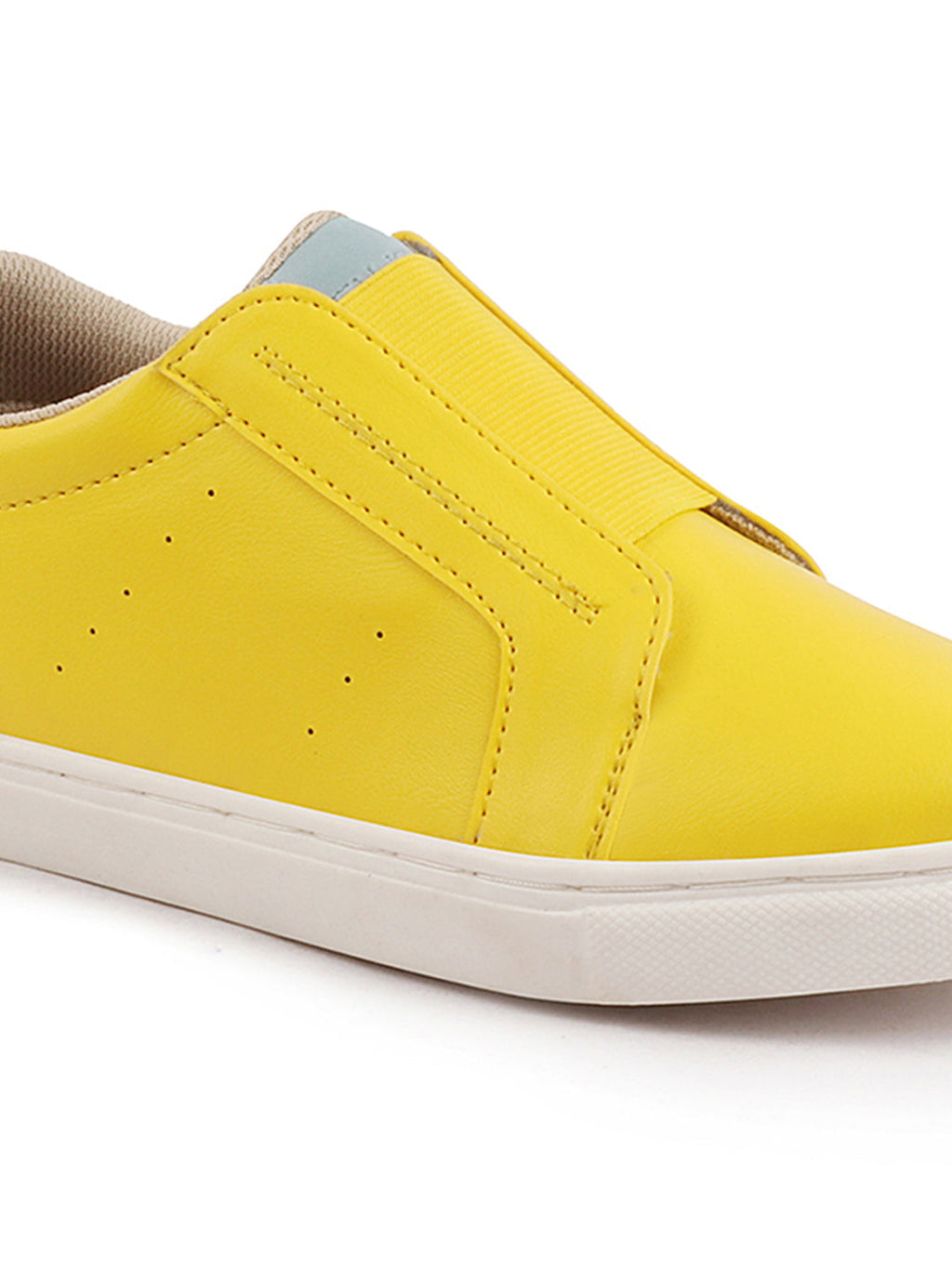 Shop Women Yellow Elastic Closure Stitched Comfort Slip On Sneaker Shoes Online.