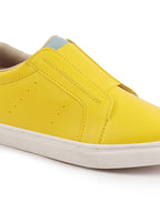 Shop Women Yellow Elastic Closure Stitched Comfort Slip On Sneaker Shoes Online.
