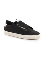 Shop Men Black Elastic Closure Comfort Canvas Denim Slip On Sneaker Shoes Online.