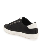 Shop Men Black Elastic Closure Comfort Canvas Denim Slip On Sneaker Shoes Online.