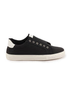 Shop Men Black Elastic Closure Comfort Canvas Denim Slip On Sneaker Shoes Online.