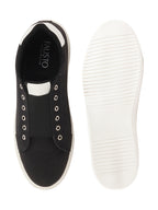 Shop Men Black Elastic Closure Comfort Canvas Denim Slip On Sneaker Shoes Online.
