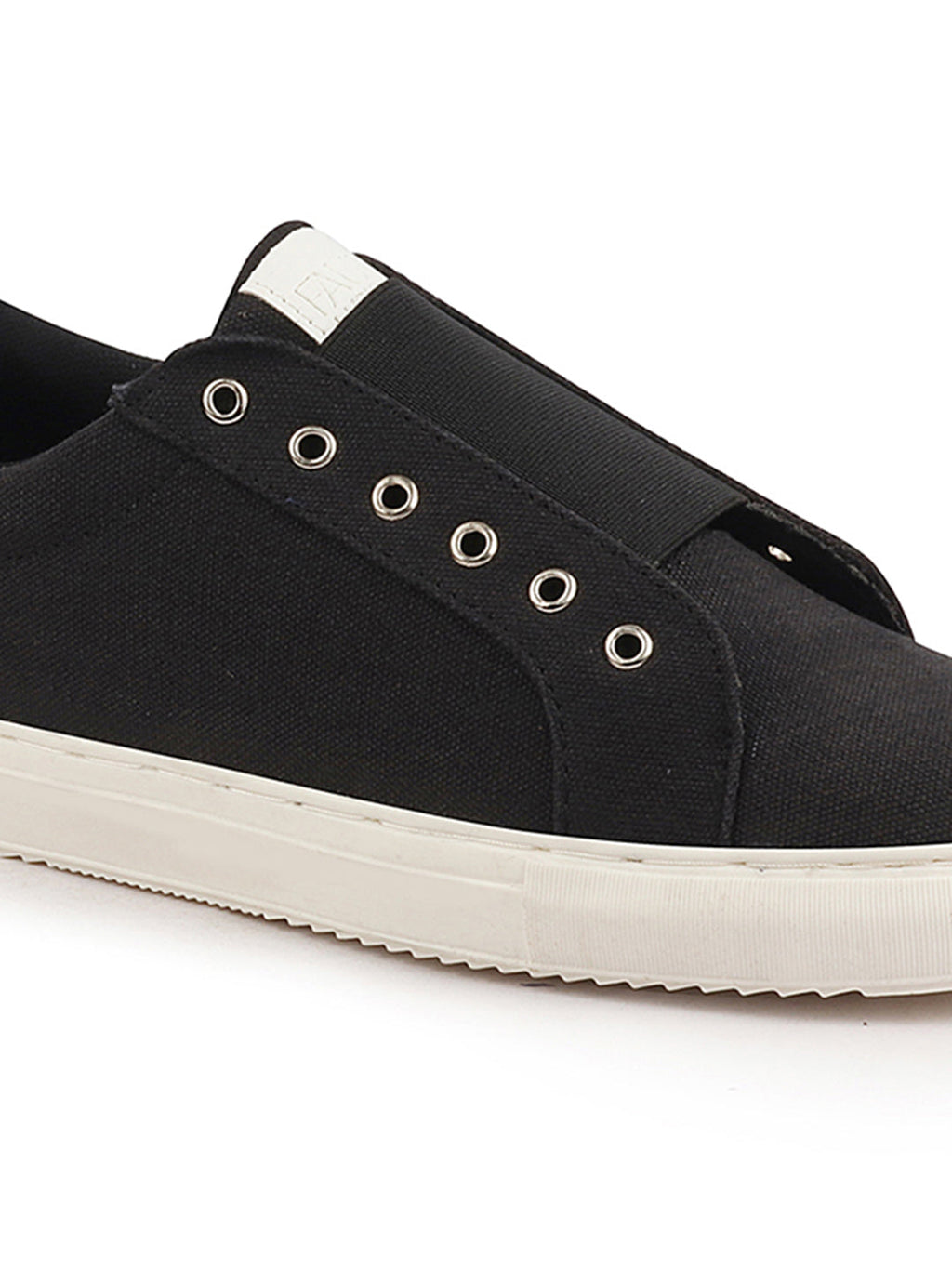 Shop Men Black Elastic Closure Comfort Canvas Denim Slip On Sneaker Shoes Online.